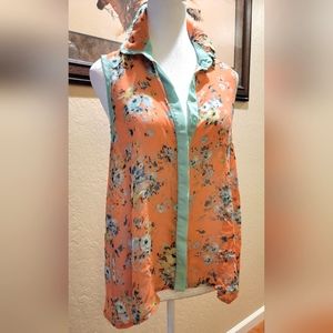 % Paper Crane Sheer Sleeveless Top